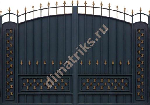 Ворота Купеческие СЕТКА арочные плечи черные